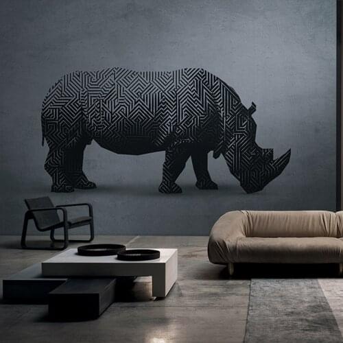 MASAR geometric mosaic pattern animal elements custom murals post modern art wallpaper store decoration wallpaper rhinoceros