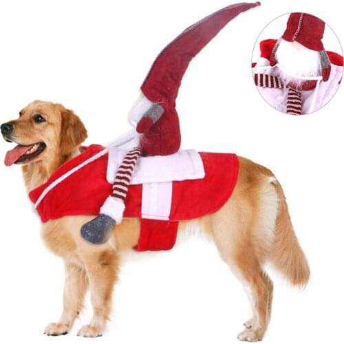 Cute Dog Costume Horse Riding Pet Clothes Christmas Carnival Coat Xmas Jacket Festival Clothing For Golden Retriever Labrador
