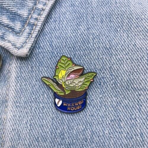 Cartoon Fun Plants Potted Plants Saplings Flowers Coffee Beans Enamel Brooches Clothes Bags Alloy Pin Badges Women Jewelry Gifts