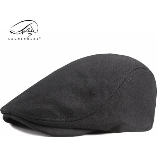 Mens Beret simple glossy cap pure color knitted hat spring autumn Korean progressive Hat Womens British Retro