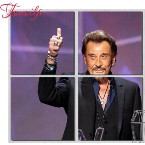 Diy Johnny Hallyday 5D Diamond Painting Cross Stitch kits 4 Piece DIY Diamond Embroidery full display diamond Mosaic Home Decor