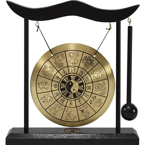 Mini Desktop Gong Table Wind Chime Percussion Instruments with Mallet for Home Decor Housewarming Gift