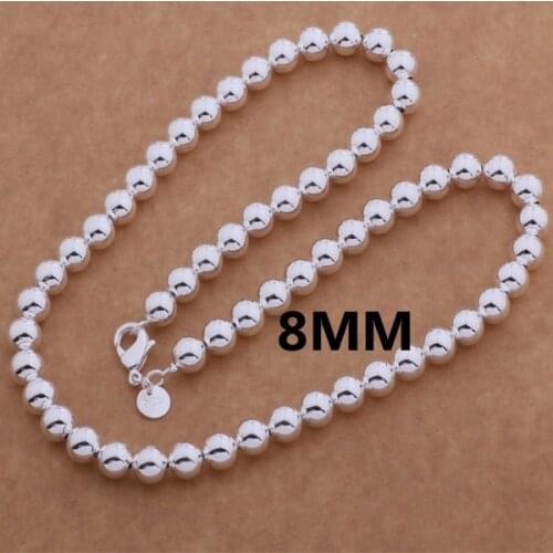 925 sterling silver Necklace, 925 silver fashion jewelry Beads 8 mm necklace /debalvia brpakiwa AN650