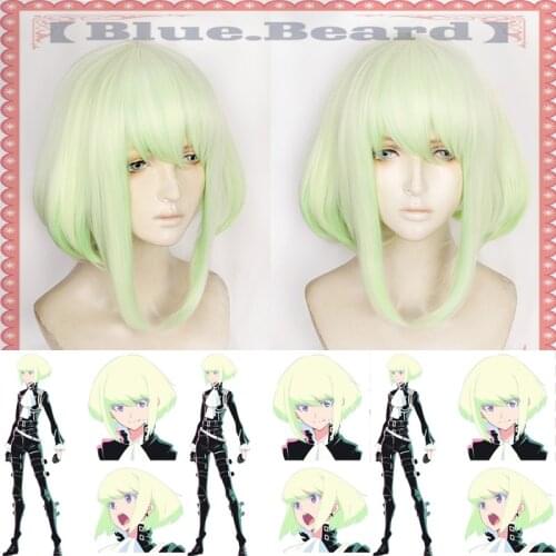 New PROMARE Mad Burnish Lio Fotia 35cm Gradient Short Straight Heat Resistant Synthetic Hair Anime Cosplay Wig + Wig Cap