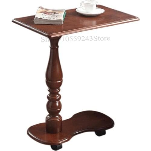 All Solid Wood American Mobile Computer Desk Bedside Table European Multifunctional Lazy Table Mini Sofa Side A Few Small Desks