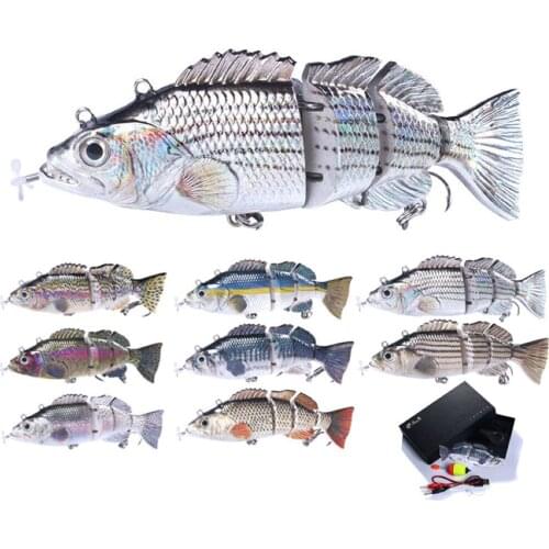 Robotic Fishing Lure Electric Wobbler For Pike Electronic Multi Jointed Bait 4 Segments Auto Swimming Swimbait USB LED Light 40g