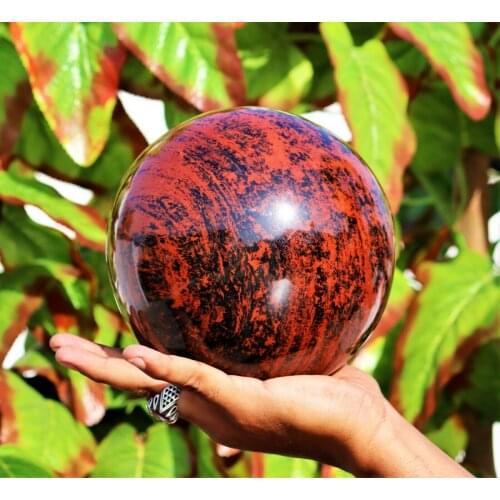 Natural Red Mahogany Obsidian Jasper Healing Power Aura Sphere Ball