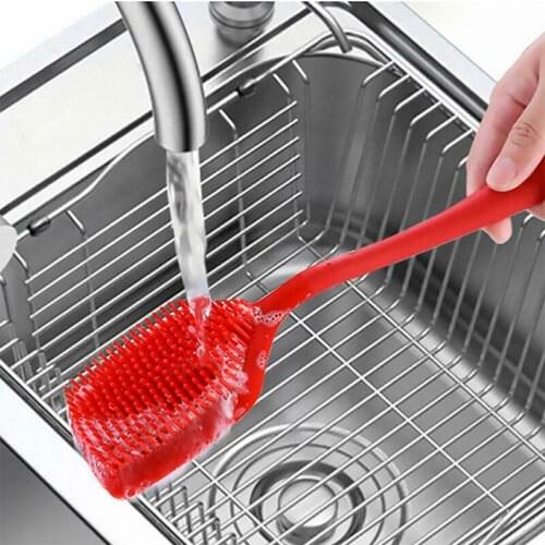 Silicone Cleaning Pot Pan Dish Brush Good Grips Scrubbing Brush Kitchen Bowl Cutting Board Brush Cosas De Cocina