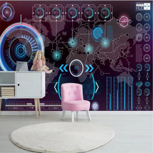 Modern Technology Sense Wall Paper 3D Instrument Circuit Diagram Industrial Decor Background Mural Wallpapers for Walls 3D