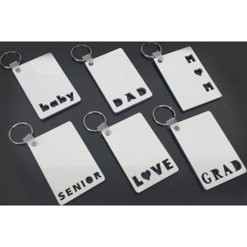 Sublimation Keychain Party Favor LOVE GRAD DAD MOM SENIOR Key Chain Creative DIY Gift Blank MDF Keyrings SN130