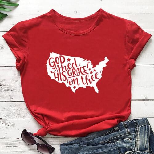 God Shed His Grace On Thee 100%Cotton Women Tshirt Christian Shirt Unisex Summer Casual Short Sleeve Top Faith Tee Jesus Shirts