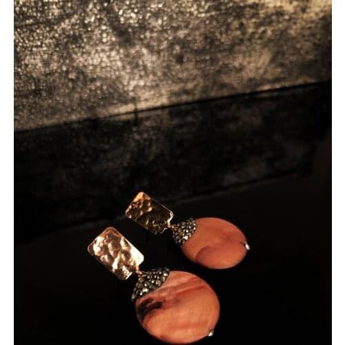 Dr Stone Natural Stone Women 'S Pearl Stone Rose Gold Plated Earrings RYL65 439800069