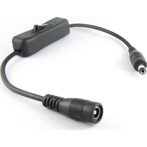 1pc 30cm/1ft 2.1x5.5mm 2.1mm Male to Female DC Power Cable With On/Off Switch