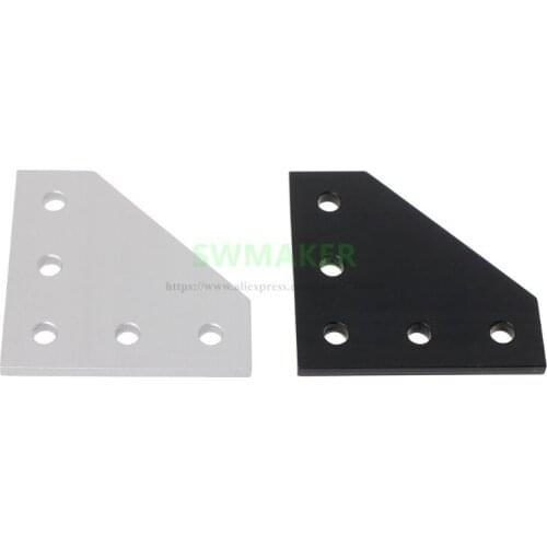 1pcs Silver / Black 90 Degree Joining Plate w/ 5 holes for Openbuilds CNC 3D Printer V-Slot 2020 3030 Aluminum profiles
