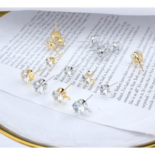 10pcs New Design Fashion Stud Earrings For Women Fashion Accessories Rhinestone Earrings Female Wholesale Diy Jewelry Making