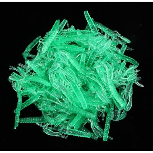 100pcs Curly Shrimp Soft Worm Fishing Lure Micro Jig Head Fishing Tackle Soft Bait 55mm