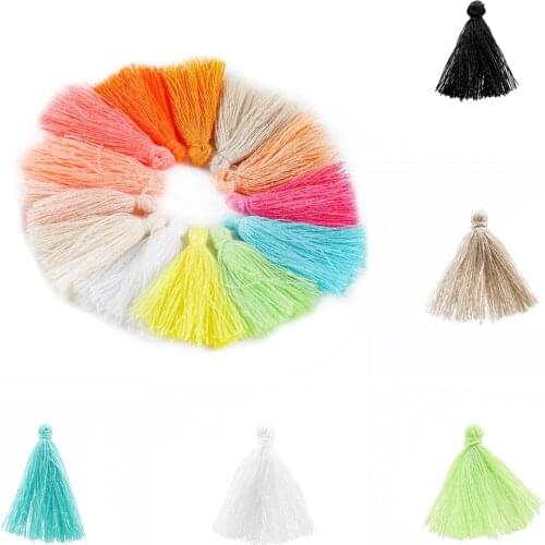 100pcs/lot 3cm Cotton Small Tassels Fringe Cotton Tassels Trim For DIY Bracelet Key Earring Pendant Jewelry Making Accessories