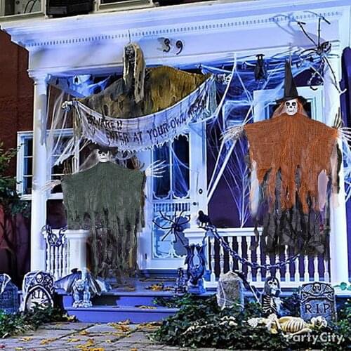 100cm Halloween Hanging Skull Ghost Haunted House Decoration Horror Props Halloween Party Pendants Home Indoor Outdoor Bar Decor