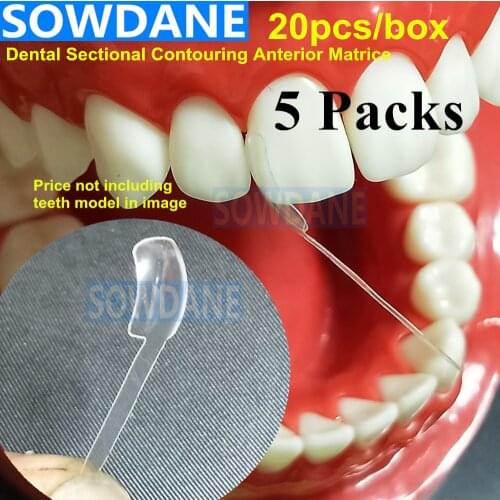 5 packs Dental Transparent Proximal Anterior Matrix Dental Sectional Contoured Matrice Dental Strips Cervical Matrices Dentist