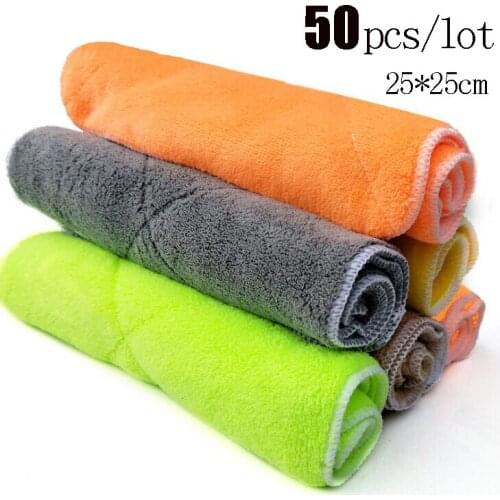 50 Pcs/lot Coral Velvet Microfiber Car Cleaning Cloths Car Care Towels Microfiber Double-dimensional Velvet Washing Towel