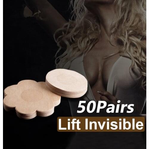 50Pcs Womens Invisible Breast Lift Tape Strapless on Bra Nipple Stickers Chest Stickers Adhesivo Bra Nipple Covers Accessories