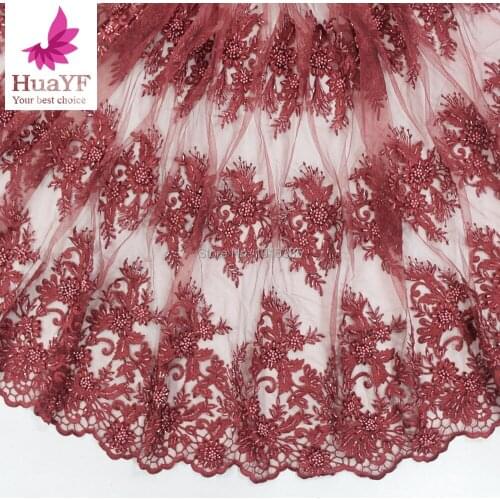 2020 African Lace Beaded Fabric Embroidered Nigerian Lace Up Fabric Bridal HighQuality French Tulle Lace Fabric For Women