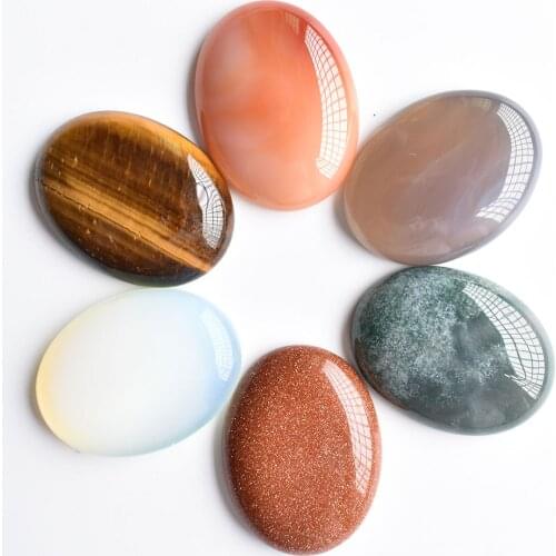 Wholesale6pcs/lot fashion assorted natural stone mixed Oval CAB CABOCHON beads 30x40mm for DIY jewelry accessories making free