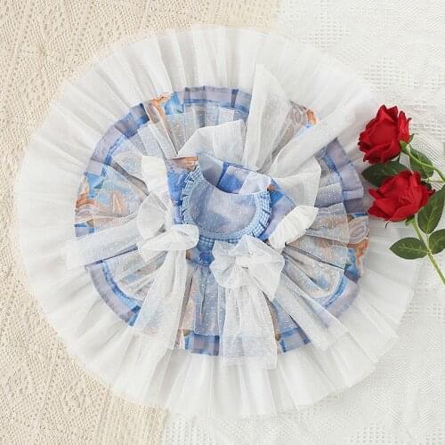 Children Dress for Summer Lolita Style Girls Wedding Dress Ball Gown Princess Party Kids Clothes with Panties 0-5Y Blue
