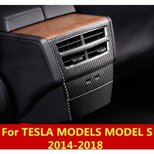 For TESLA MODELS MODEL S 2014-18 Car styling Rear air conditioning vent decorative frame air outlet trim strip Auto Accessories