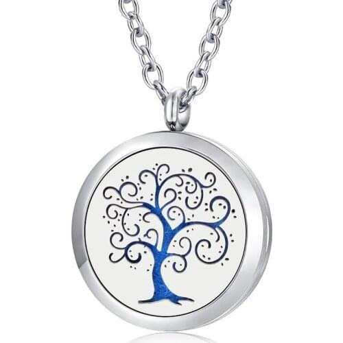 Tree Of Life Pendant locket Necklace 316L Stainless Steel Aromatherapy Essential Oil Diffuser Aroma Locket Necklace