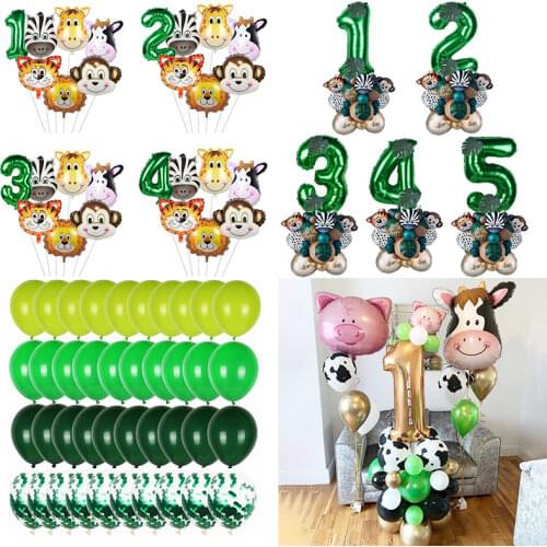 Green Number Foil Balloons Safari Jungle Party Child Jungle Theme Party Birthday Party Forest Party Decoration Baby Shower