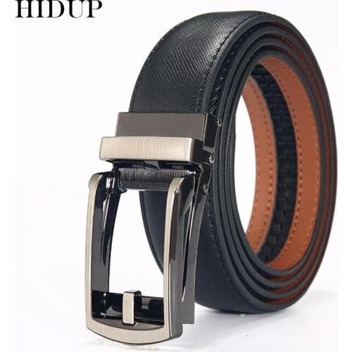 HIDUP New Arrival Design Hollowed Automatic Ratchet Belts Quality Genuine Leather Belts Men 35mm Width Jeans Accessories NWJ667