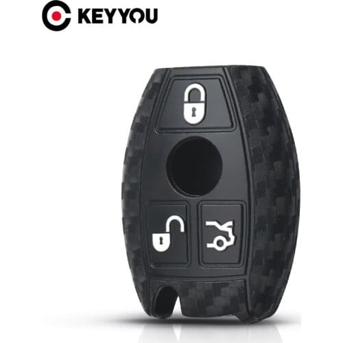 KEYYOU 30pcs Carbon Fiber Silicone Key Case For Mercedes Benz Year 2000+ NEC&BGA E S CL CLS CLA CLK W203 Remote Car Key Cover