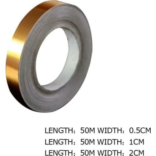 0.5/1/2*5000cm Silver/Gold Adhesive Floor Tile Strip Seam Sticker Waterproof Wall Gap Sealing Tape Copper Foil Tape