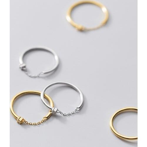 1 Pcs International Standard S925 Sterling Silver Single Zircon Chain Line Adjustable Ring Trend Creative Gift S925 Silver Jewel