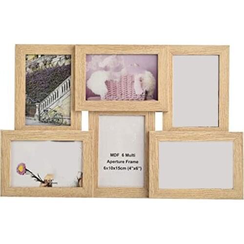 Collage Multiple Picture Frames for 6 Photos in 4 x 6 Inches Wooden, MDF Wall Mounting Frame (Natural)