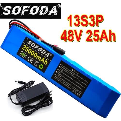 SOFODA 48V e-bike battery 48v 25ah li ion battery pack bike conversion kit bafang 1000w and 54.6V2A charger
