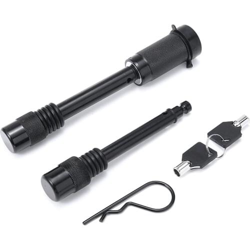 Trailer Hitch Lock Pin Set 5/8" & 1/2" Extra Long Black Receiver Lock with One Locking System 2 Keys Trailer Accessories