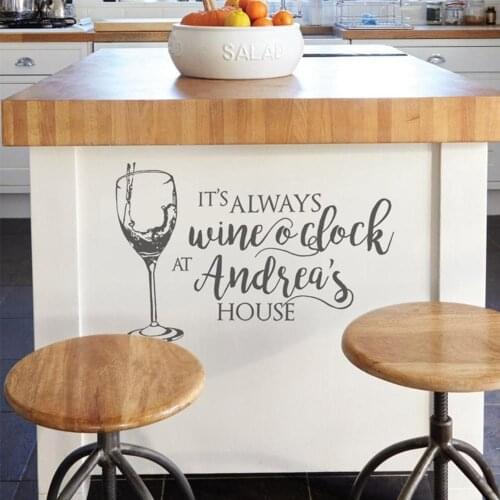 Makeyes Kitchen Art Stickers Quote Its Always Wine Words Decor Cups Wall Sticker Home Kitchen Fashion Decoration Vinyl Q249