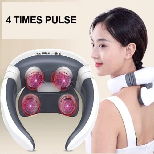 2021 Hot selling 4 heads smart foldable intelligent wireless 4D electrical shoulder neck massage pillow neck massager