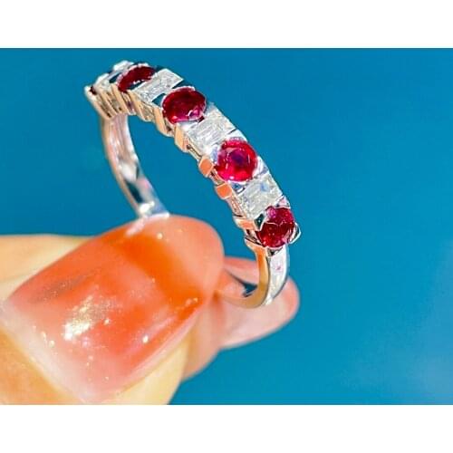 LR515 Fine Jewelry Solid 18K Gold Nature 0.5ct Red Ruby Gemstones Rings Women Fine Jewelry Presents the Six-word Admonition