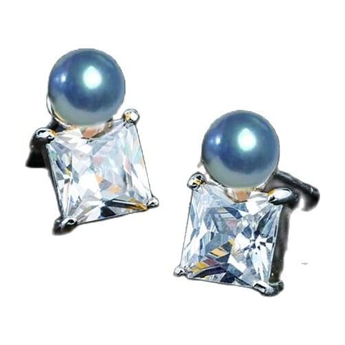 MADALENA SARARA 925 Sterling Silver and AAA Freshwater Pearl Hanging Square Earrings