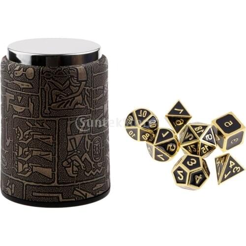 MagiDeal 7PCS Zinc Alloy Polyhedral Dice D4-D20 Digital Board Game Dice with Cup for Dungeons and Dragons