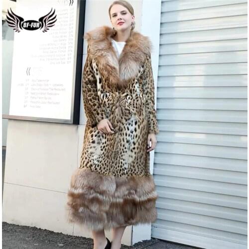 Fashion Luxury Natural Beaver Fur Coat With Big Red Fox Fur Collar And Bottom Women Real Fur Coats Long Fur Jackets Winter 2020