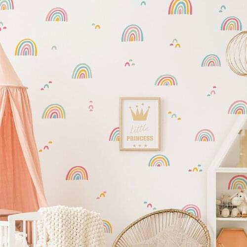 PVC Rainbow Stickers set Kids room Baby Bedroom Nursery Classroom Wall Decor Bakcground Wall Decoration Home Decor Art Murals