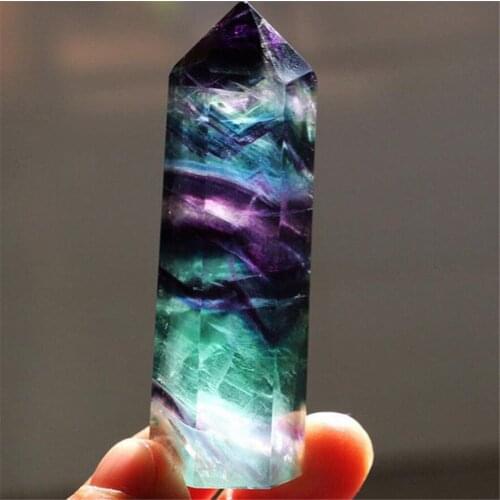 Natural Fluorite Quartz Hexagonal Crystal Stone Healing Stone Ornaments DIY Handmade Stone Craft Pendant Material Decoration