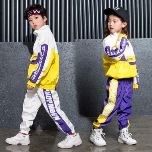 2021 New Fashion Hip Hop Clothes for Boys Sports Clothes Set Girls Stage Competition Show Kids Street Dance Hiphop Jazz Suit