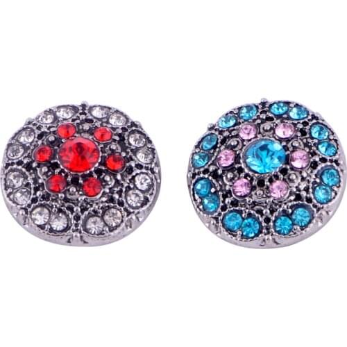 NEW Metal Round Snap Buttons 18MM Crystal Snap Charm Fit Leather Snap Bracelet Bangle Women Female Jewelry MDB18-297
