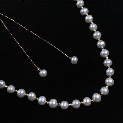 5.5-6.5mm Potato Pearl Chain Necklace Adjustable Chain Flexible New Design Jewelry