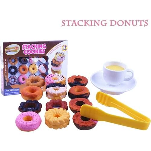 Donuts Stacking Toys Colourful Lovely Simulation Doughnut Cookie Pile Up Games Educational Kids Gifts